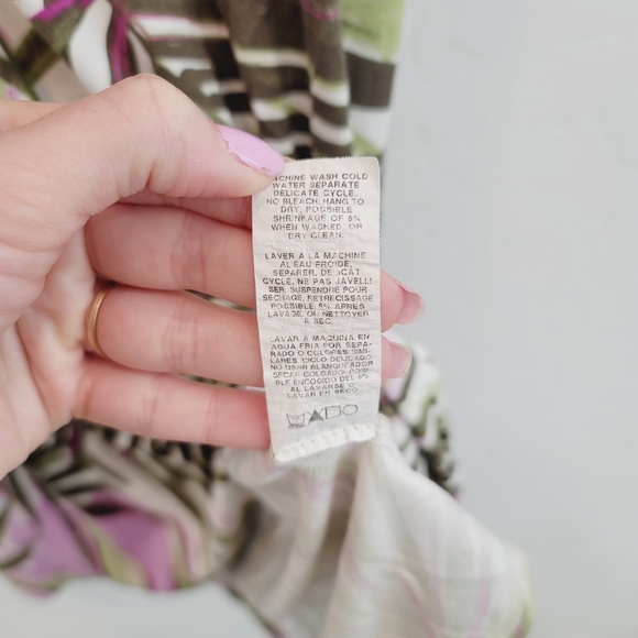 Plant Print Dress Green White and Pink - Picture 11 of 13